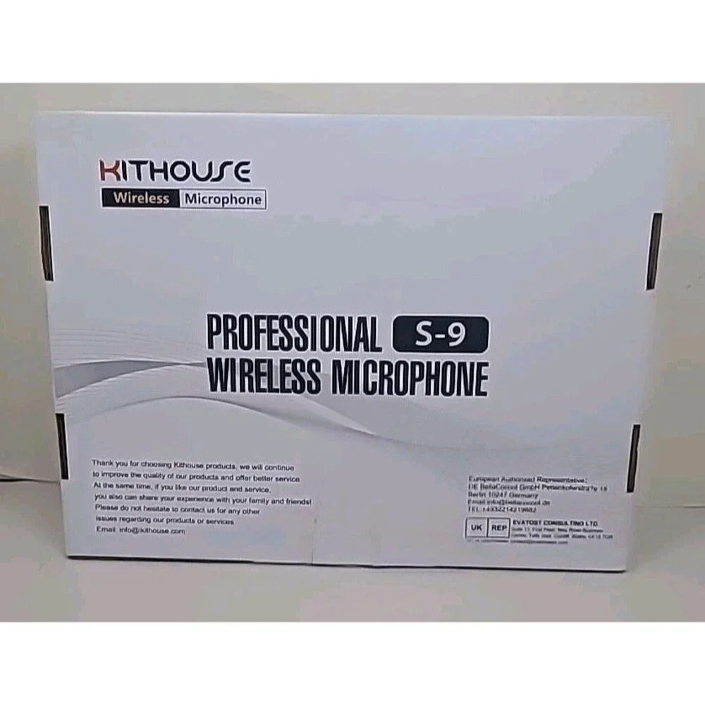 Kithouse S9 UHF Rechargeable Wireless Microphone System Karaoke Microphone